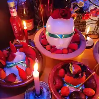 Oferenda utilizada em um ritual de amarração amorosa