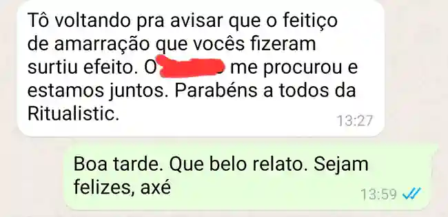 Relato de cliente da Ritualistique sobre amarração amorosa