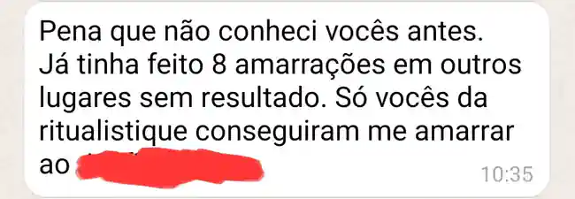 Relato de cliente da Ritualistique sobre amarração amorosa
